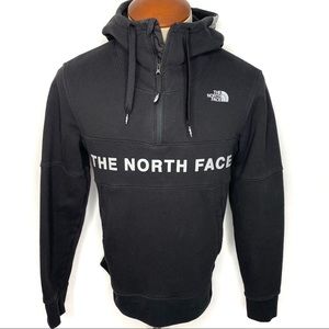 The North Face Train N Logo 1/4 Zip Black Hoodie Fleece Jacket Spell Out Logos